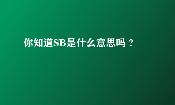 你知道SB是什么意思吗 ?