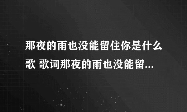 那夜的雨也没能留住你是什么歌 歌词那夜的雨也没能留住你是什么歌