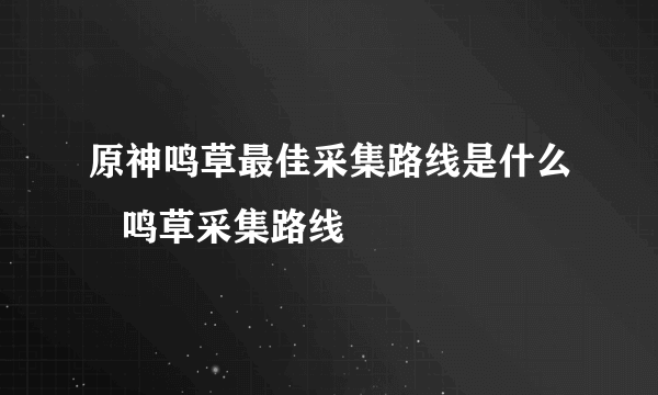 原神鸣草最佳采集路线是什么   鸣草采集路线