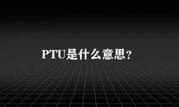 PTU是什么意思？