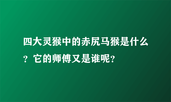 四大灵猴中的赤尻马猴是什么？它的师傅又是谁呢？