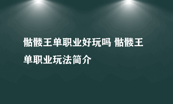 骷髅王单职业好玩吗 骷髅王单职业玩法简介