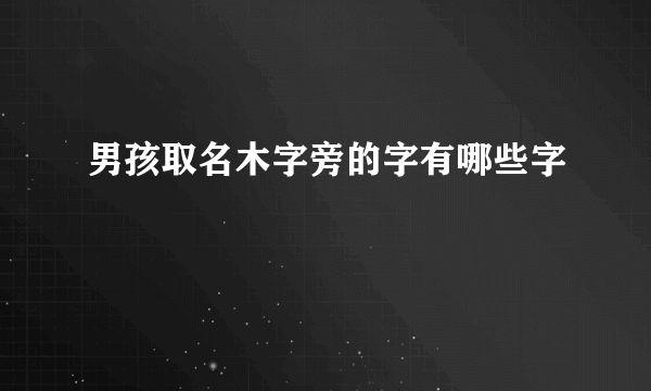 男孩取名木字旁的字有哪些字