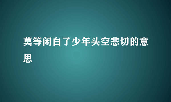 莫等闲白了少年头空悲切的意思