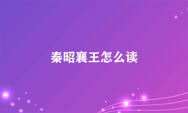 秦昭襄王怎么读