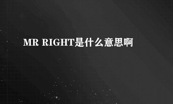 MR RIGHT是什么意思啊