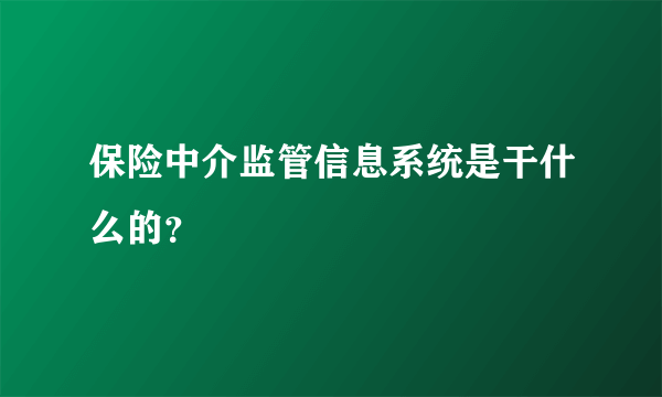 保险中介监管信息系统是干什么的？