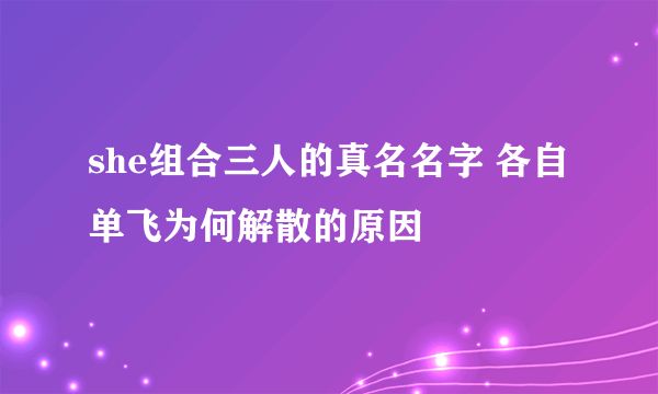 she组合三人的真名名字 各自单飞为何解散的原因