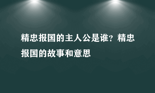 精忠报国的主人公是谁？精忠报国的故事和意思