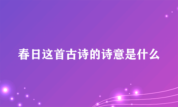 春日这首古诗的诗意是什么