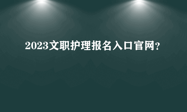 2023文职护理报名入口官网？