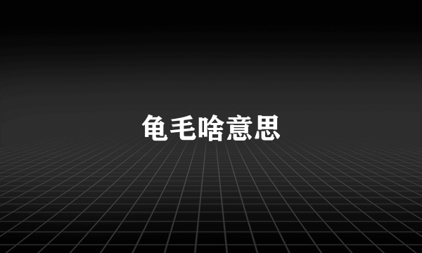 龟毛啥意思