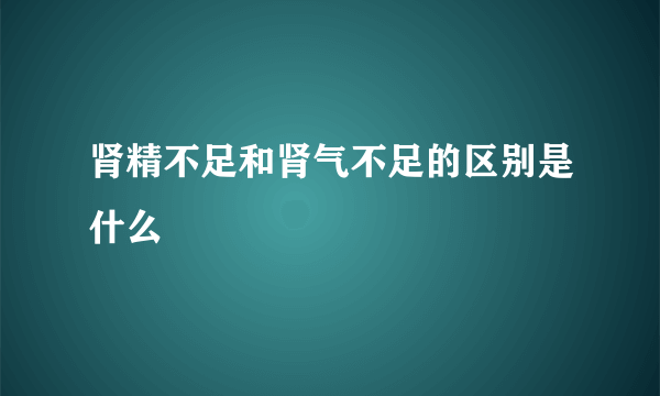 肾精不足和肾气不足的区别是什么