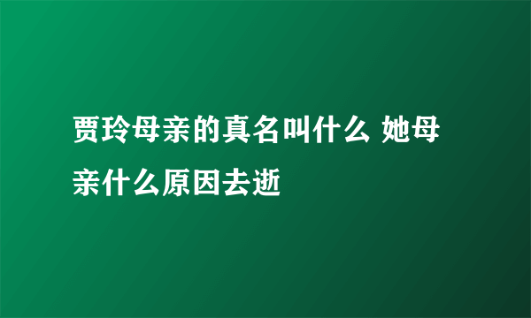 贾玲母亲的真名叫什么 她母亲什么原因去逝