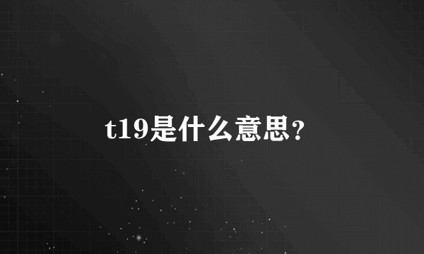 t19是什么意思？