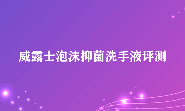 威露士泡沫抑菌洗手液评测