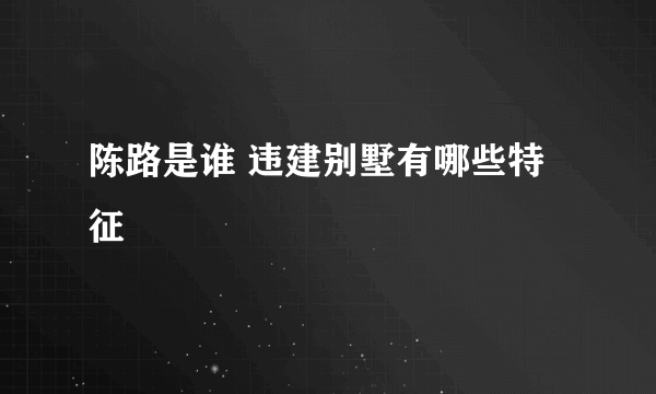 陈路是谁 违建别墅有哪些特征