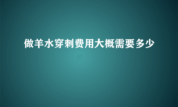 做羊水穿刺费用大概需要多少