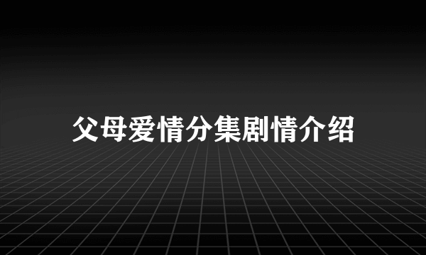 父母爱情分集剧情介绍