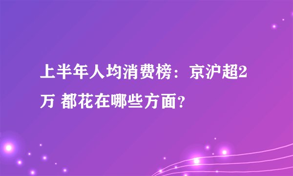 上半年人均消费榜：京沪超2万 都花在哪些方面？