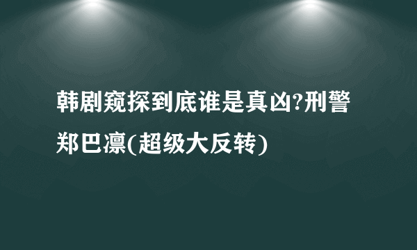 韩剧窥探到底谁是真凶?刑警郑巴凛(超级大反转)