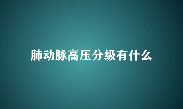 肺动脉高压分级有什么