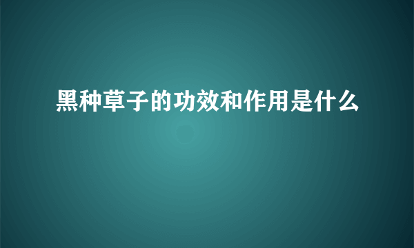 黑种草子的功效和作用是什么