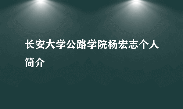 长安大学公路学院杨宏志个人简介