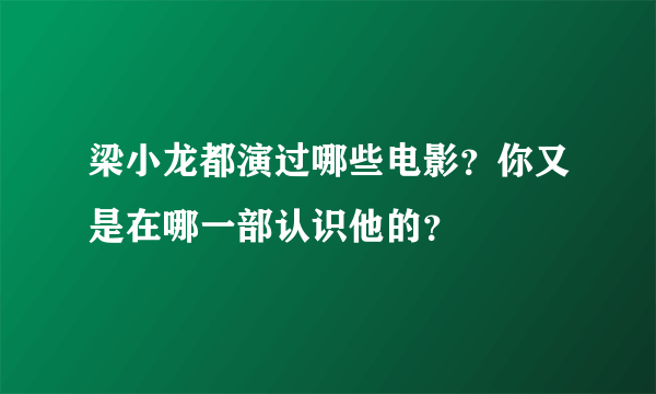 梁小龙都演过哪些电影？你又是在哪一部认识他的？