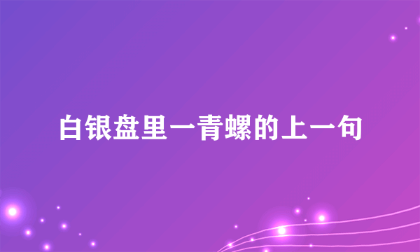 白银盘里一青螺的上一句