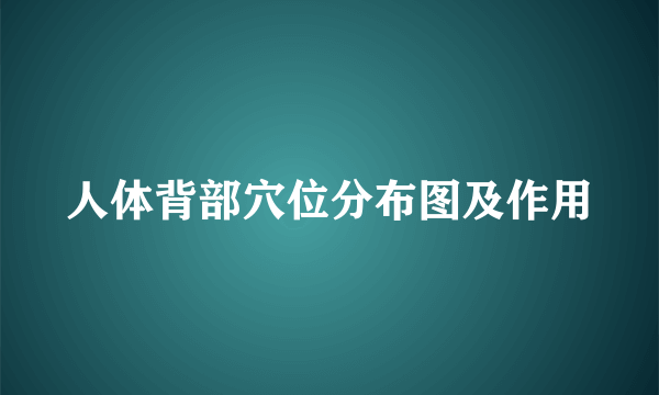 人体背部穴位分布图及作用