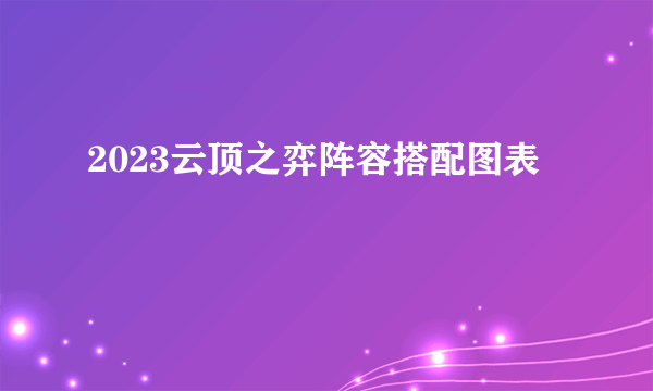 2023云顶之弈阵容搭配图表