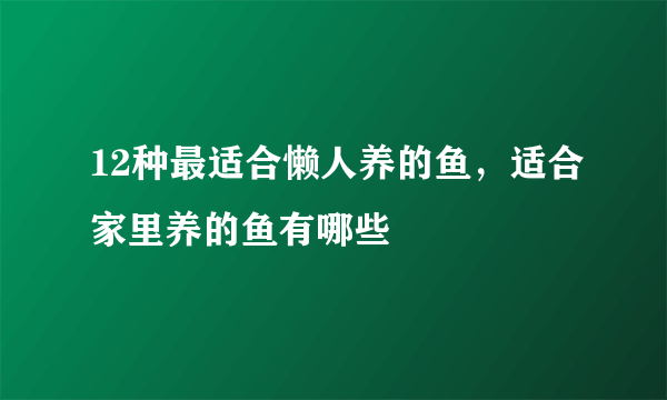 12种最适合懒人养的鱼，适合家里养的鱼有哪些