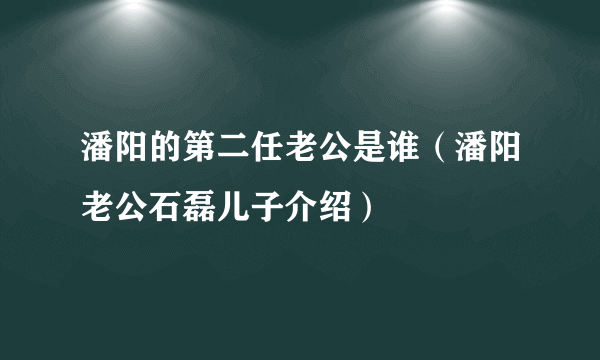 潘阳的第二任老公是谁（潘阳老公石磊儿子介绍）