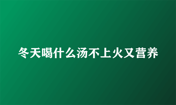 冬天喝什么汤不上火又营养