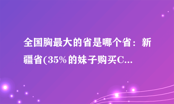 全国胸最大的省是哪个省：新疆省(35%的妹子购买C及以上罩杯)