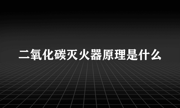 二氧化碳灭火器原理是什么