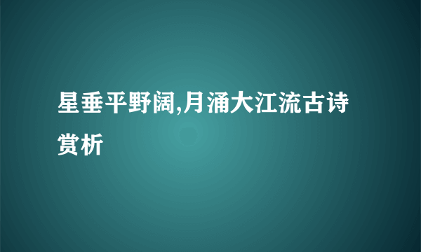 星垂平野阔,月涌大江流古诗赏析