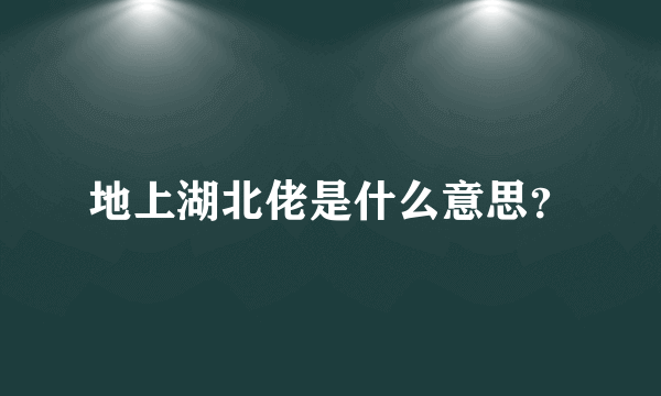 地上湖北佬是什么意思？