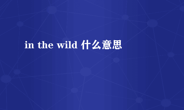 in the wild 什么意思