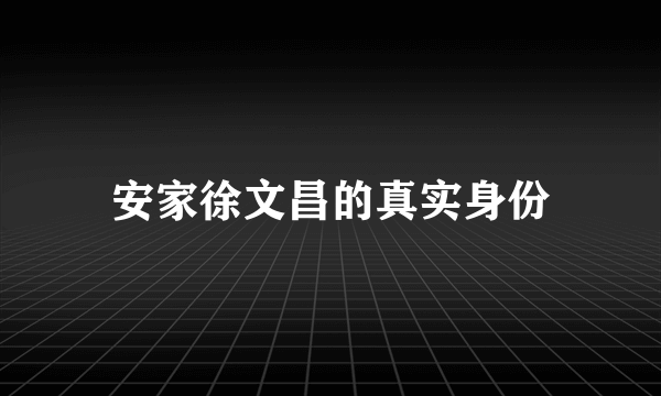 安家徐文昌的真实身份