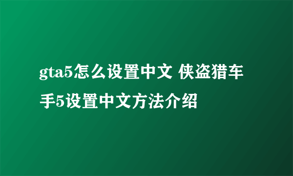 gta5怎么设置中文 侠盗猎车手5设置中文方法介绍