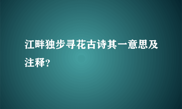 江畔独步寻花古诗其一意思及注释？