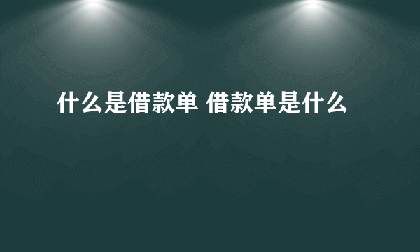 什么是借款单 借款单是什么