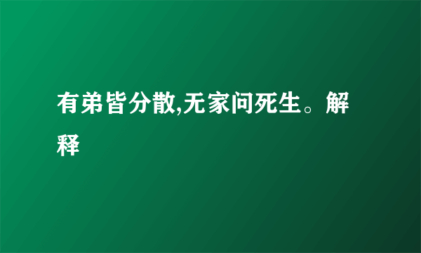 有弟皆分散,无家问死生。解释