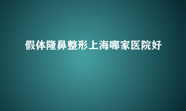 假体隆鼻整形上海哪家医院好