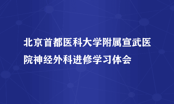 北京首都医科大学附属宣武医院神经外科进修学习体会