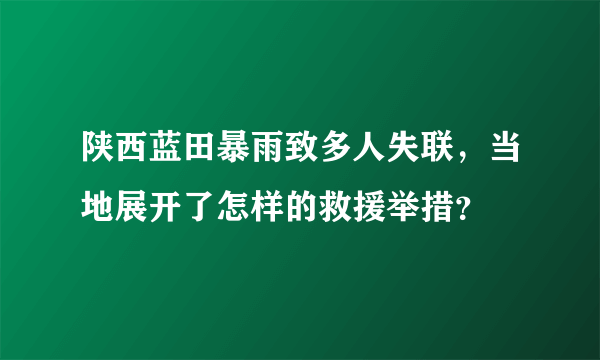 陕西蓝田暴雨致多人失联，当地展开了怎样的救援举措？