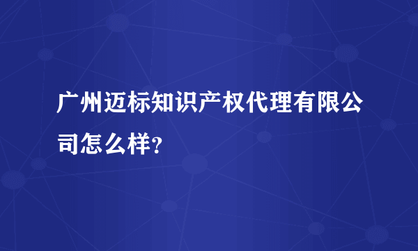 广州迈标知识产权代理有限公司怎么样？