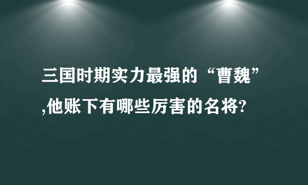 三国时期实力最强的“曹魏”,他账下有哪些厉害的名将?